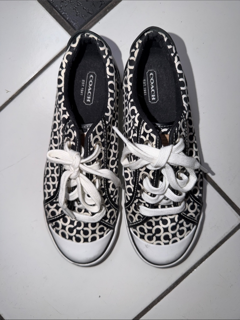 Coach Black & White Monogram Low-Top Sneakers